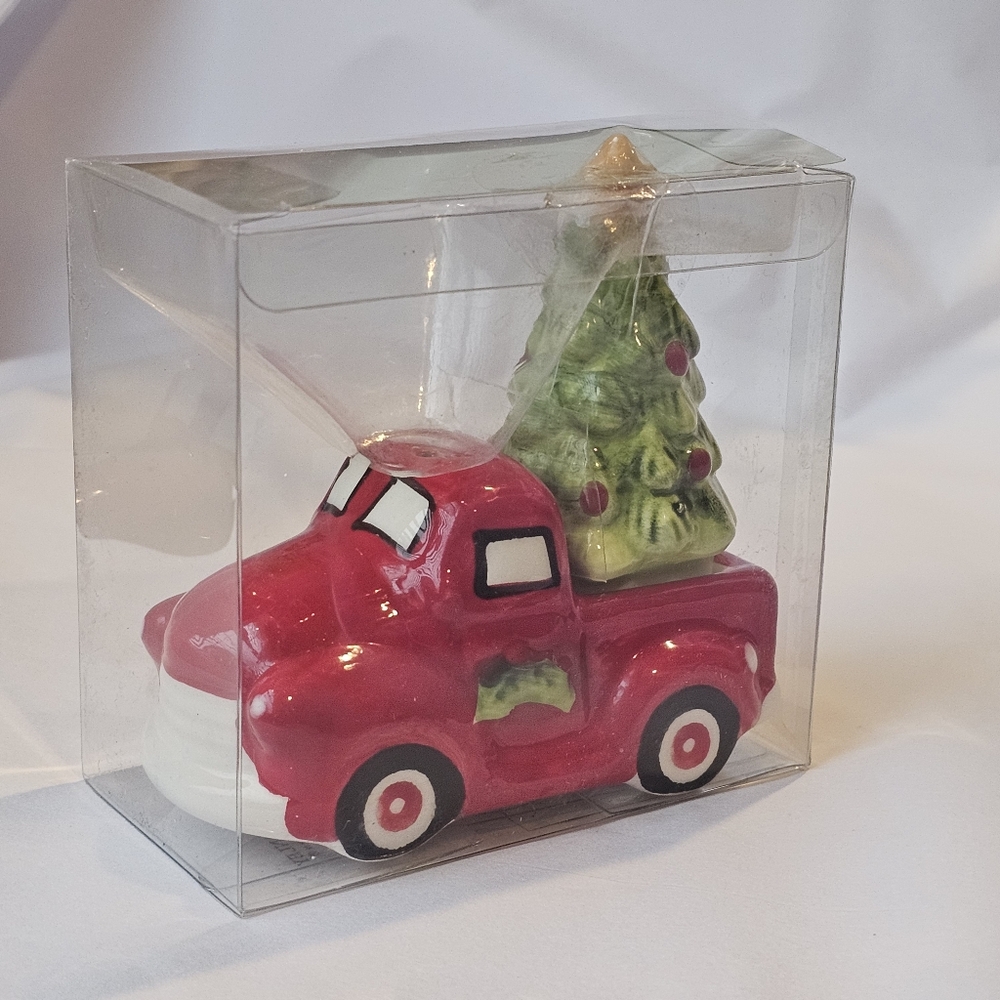 Red Truck and Tree Salt and Pepper Shakers